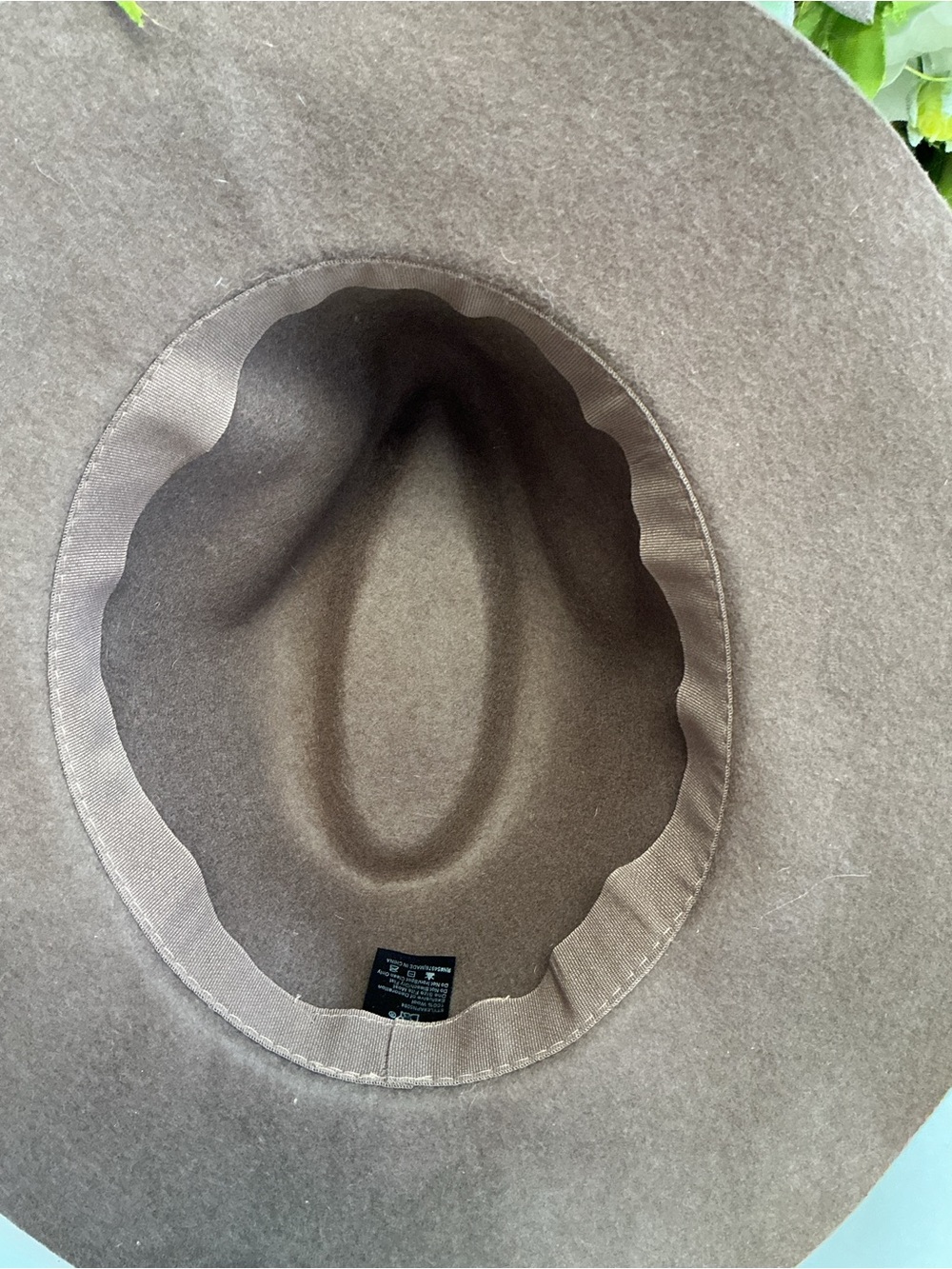 D&Y Brown 100% Wool Felt Wide Brim Fedora Hat Braided Suede Tie One Size - Picture 9 of 10